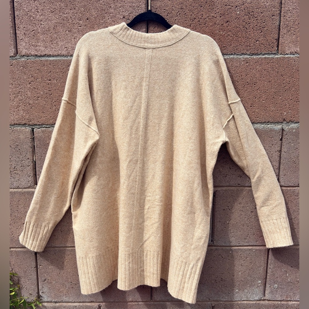 Free People Phoebe Pullover Tunic Sweater Slouchy Oversized Women’s Large Beige - Picture 5 of 5